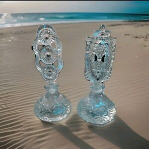 Vintage Czech Pressed Glass Art Deco Perfume Bottle Toppers